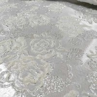 Жаккард серебро с розами