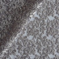 Гипюр корд с люрексом - цвет капучино