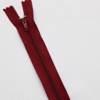 Молния простая неразъемная бордовая, 20 см, 5 шт