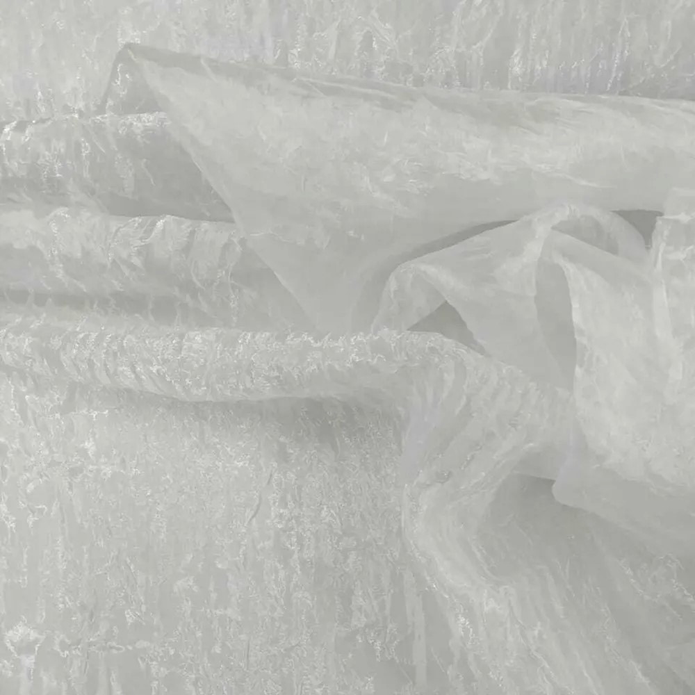 Ткань плательная жатая органза белого цвета, ширина 150 см