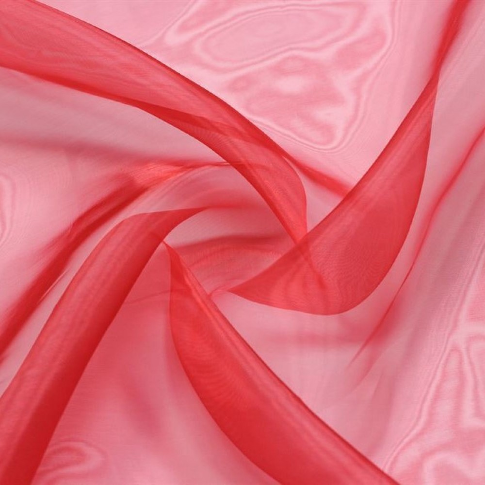 Ткань плательная органза красного цвета, ширина 150 см