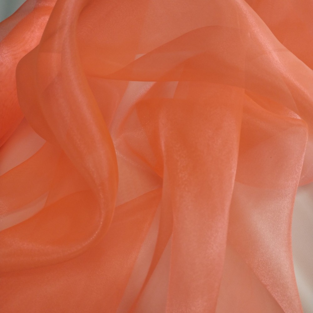 Ткань плательная органза оранжевого цвета, ширина 150 см