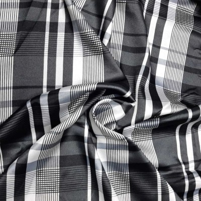 Сатин-стрейч черно-белый в клетку Сатин-стрейч черно-белый в клетку