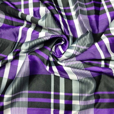 Сатин-стрейч фиолетовый в клетку Сатин-стрейч фиолетовый в клетку