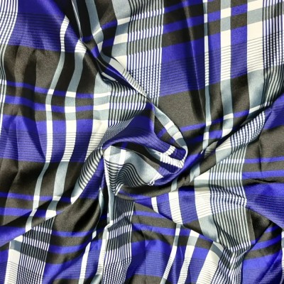 Сатин-стрейч васильковый в клетку Сатин-стрейч васильковый в клетку