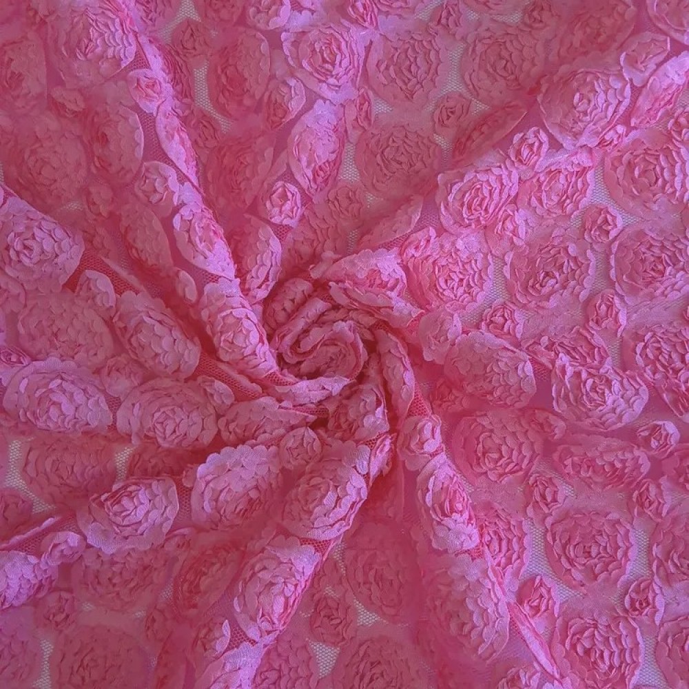 Сетка розовая с объемным рисунком