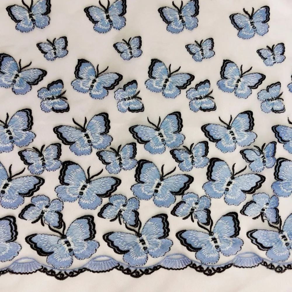 Сетка голубая с бабочками